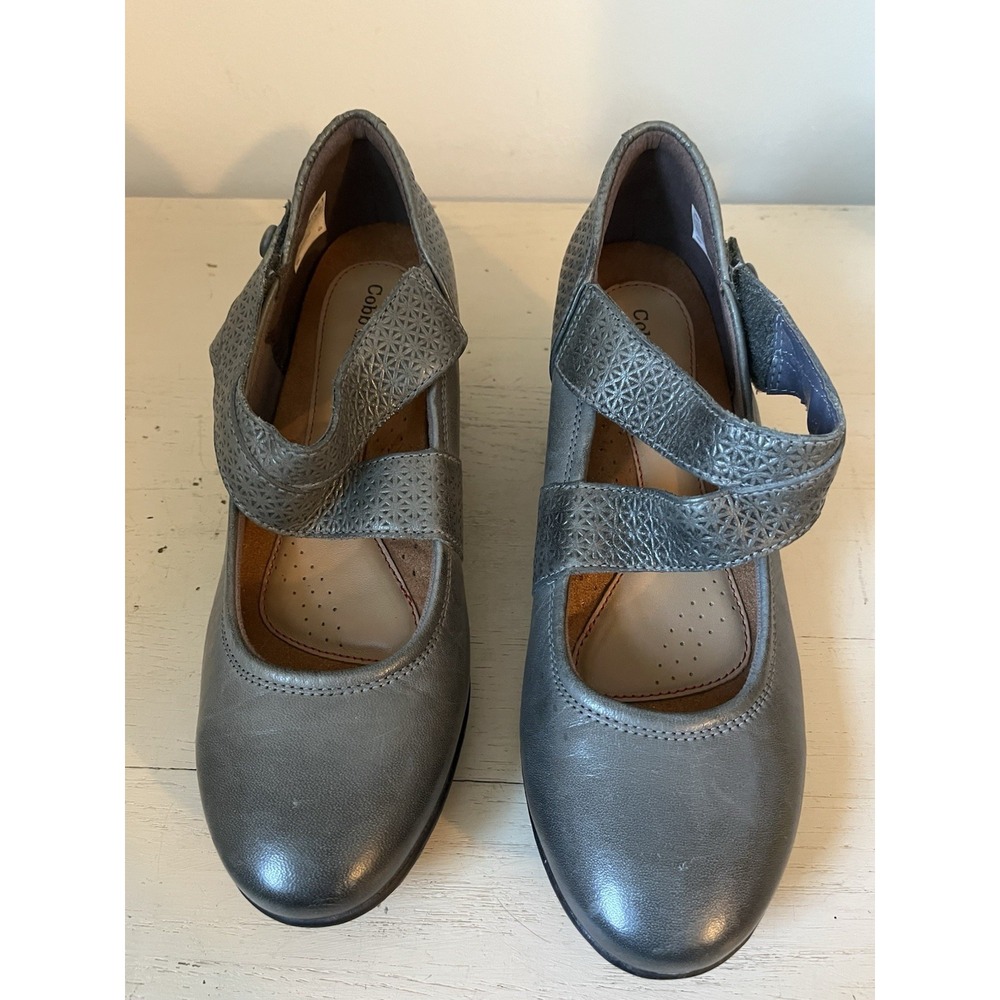 Cobb Hill Women's Janet Wedge Cross-Strap Mary Jane Pump Gray Leather 8